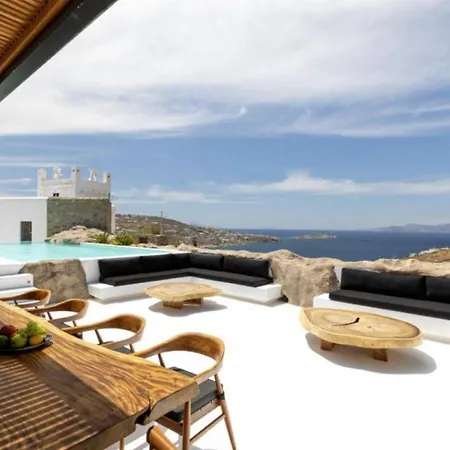 Villa Exquisite Mykonos Apocryphos 6 Bedrooms Unique Aegean Sea Views Private Infinity Pool Indoor Cave Heated Pool Outdoor Jacuzzi,